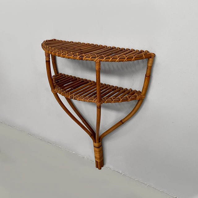 Mid-Century Modern Italian Wall Console in Rattan, 1960s For Sale - Image 12 of 12