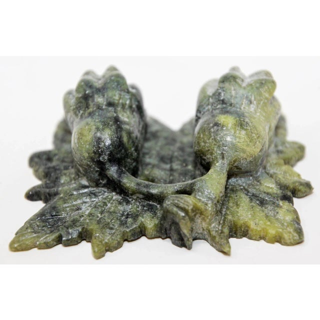 Mid 20th Century Vintage Chinese Jade Hand Carved Stone Amulet With Acanthus Flowers and Leaves For Sale - Image 5 of 13