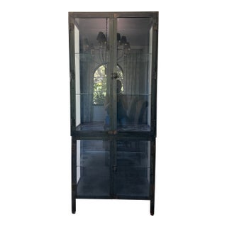 Industrial Iron & Glass Display Cabinet For Sale