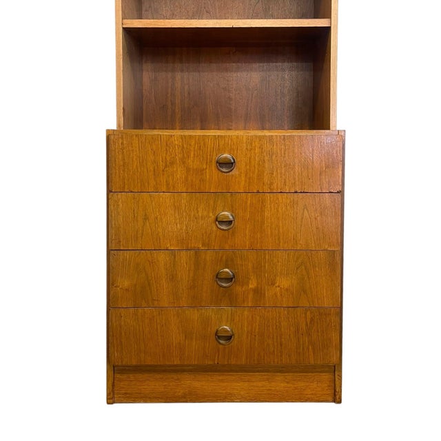 Mid-Century Modern Vintage Mid Century Modern Bookshelf Cabinet With 4 Drawers For Sale - Image 3 of 11