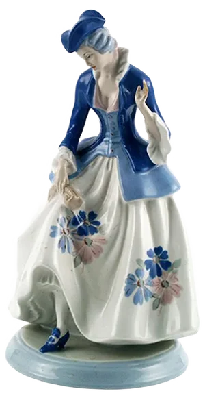 Italian Porcelain Tall Dama from Cacciapuoti, 1930s