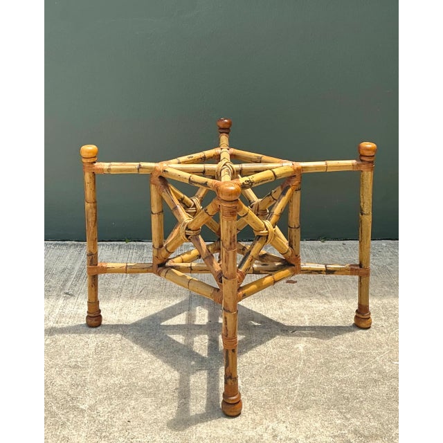 Vintage Bamboo and Glass Dining Table For Sale In West Palm - Image 6 of 12