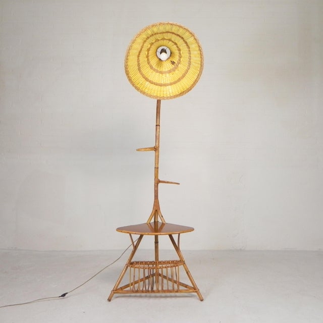 Vintage Standing Bamboo Lamp, 1950s For Sale - Image 11 of 18