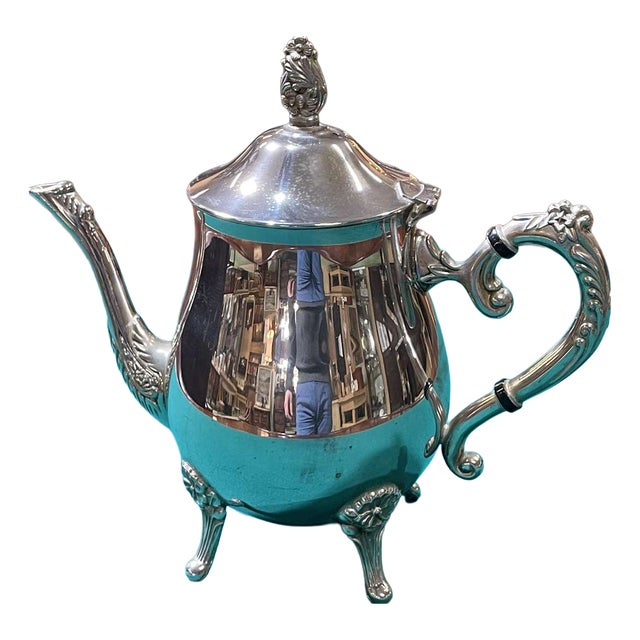 English Silver-Plated Metal Teapot, 1950s For Sale