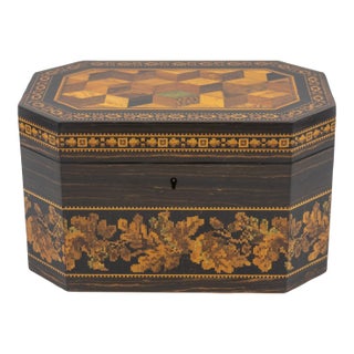 Hexagonal Tunbridgeware Tea Caddy by Thomas Barton, English, Circa 1865 For Sale