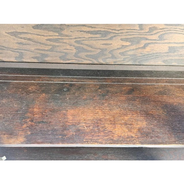 Antique Arts & Crafts Oak China Cabinet With Leaded Floral Glass, C. 1900 For Sale - Image 16 of 18