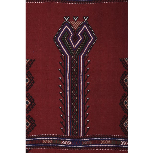 Brick Red Kilim Cicim Embroidered Karapinar 4'7'' X 7'9'' For Sale - Image 8 of 12