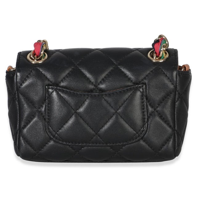 Chanel Black Quilted Lambskin Ribbon Chain Small Cocovado Flap Bag For Sale - Image 4 of 8