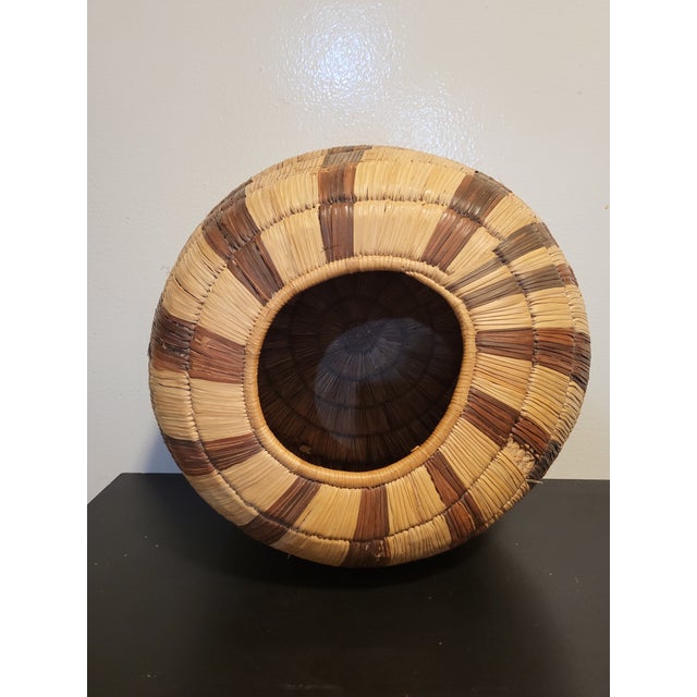 Tan Vintage Woven Coil Basket For Sale - Image 8 of 12