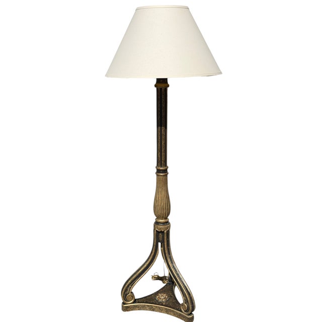 1990s Regency Style Nancy Corzine Black & Gold Floor Lamps - a Pair For Sale In Los Angeles - Image 6 of 6