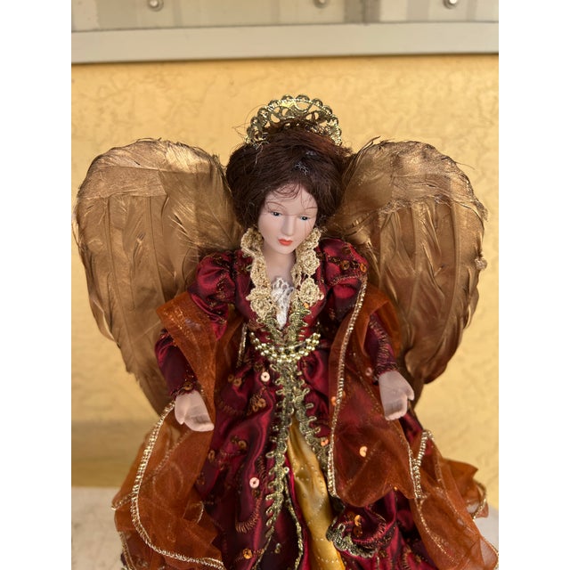 Hollywood Regency 1980s Large 18” Angel Tree Topper For Sale - Image 3 of 6