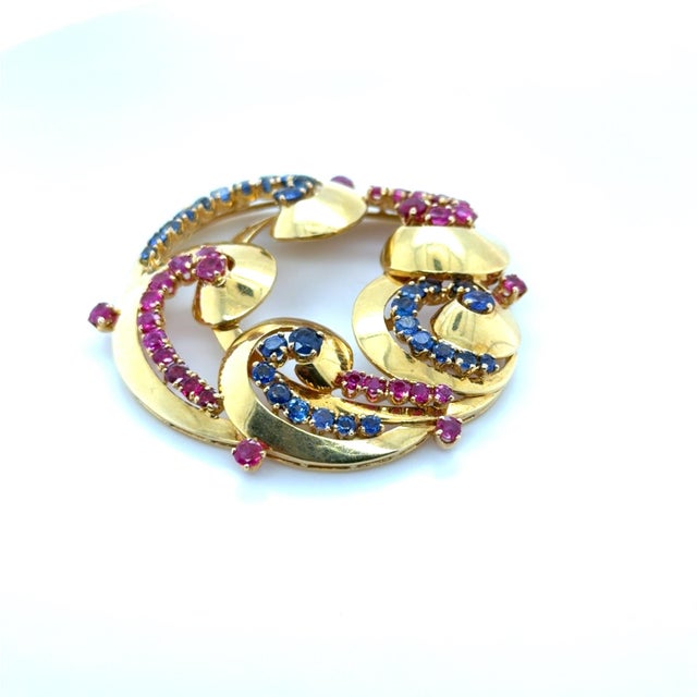 Mid 20th Century Mid 20th Century Cartier Retro Ruby and Sapphire Pendant For Sale - Image 5 of 6