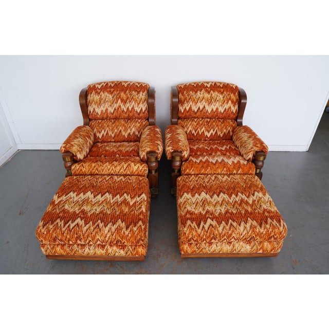 Vintage Riverside Upholstery Lounge Chairs & Ottomans - 4 Pieces For Sale - Image 9 of 12