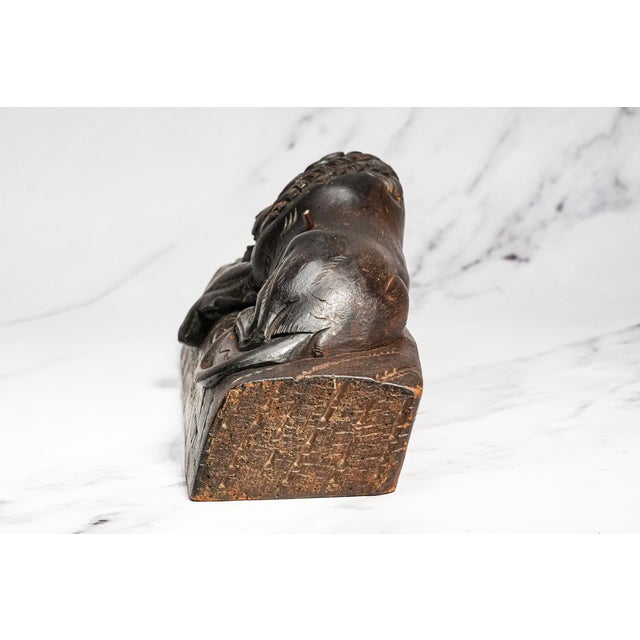 Large 19th Century Antique Lion of Lucerne Grand Tour Wood Sculpture Statue Hand Carved Swiss European Art Switzerland Home Decor For Sale - Image 13 of 17