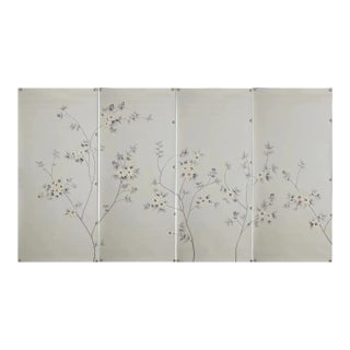 Chinoiserie Mural Hand Painted Wallpaper - 4 Panels For Sale