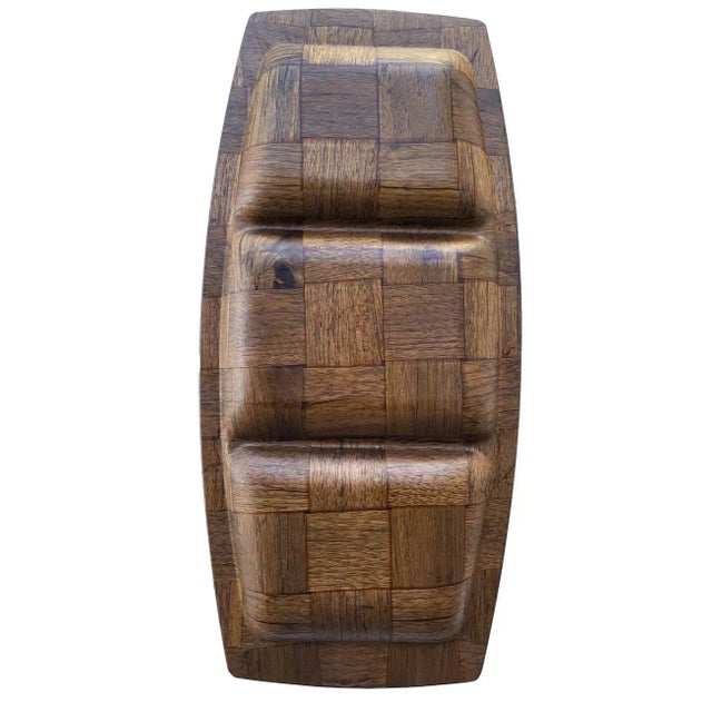 Wood 1970s Walnut Wood Partitioned Snack Tray by Weavewood Minnesota For Sale - Image 7 of 9