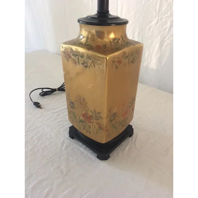 Metal Vintage Gold Floral Table Lamp For Sale - Image 7 of 11