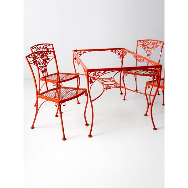 Vintage Orange Wrought Iron Patio Furniture Set of 5 Chairish