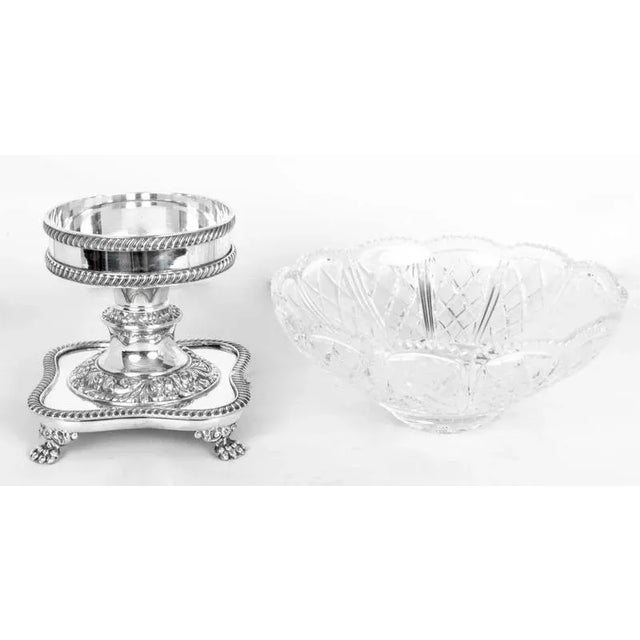 Copper Vintage English Silver Plate & Cut Glass Compotes, 20th Century, Set of 2 For Sale - Image 8 of 15