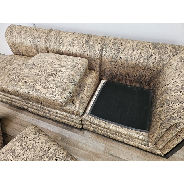 Modular Sofa in Silk and Lacquered Wood by Pierre Cardin, 1970, Set of 5 For Sale - Image 16 of 18