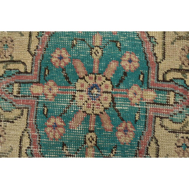 Tabriz Rug 9’8” X 12’6” Pink Wool Vintage Distressed Hand-Knotted Carpet For Sale - Image 9 of 15