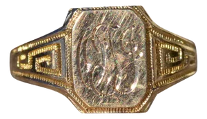 The Manistee: Ladies Antique Yellow Gold Engraved Ring