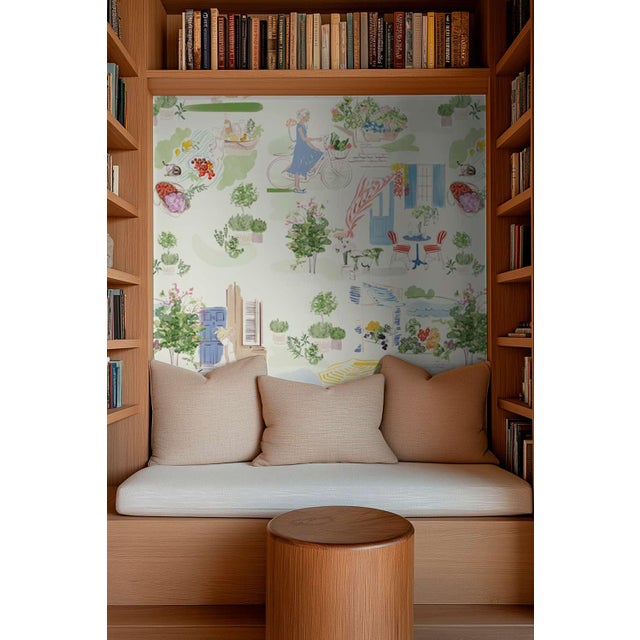 Farmer's Market Toile Grasscloth Wallpaper by House Party | 8 Yards For Sale - Image 4 of 9