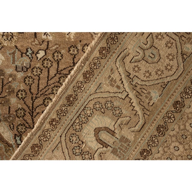 Textile Hand-Knotted Vintage Persian Qum Rug in Beige-Brown Medallion Floral Pattern For Sale - Image 7 of 7