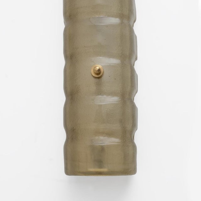 Gold Murano Gold-Toned Frosted Glass and Brass Wall Sconces, Italy, 2000s, Set of 2 For Sale - Image 8 of 11