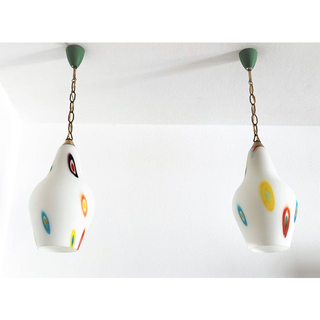 Italian Murano Glass Pendant Lights with Colorful Murrine, 1970s, Set of 2 For Sale - Image 18 of 18
