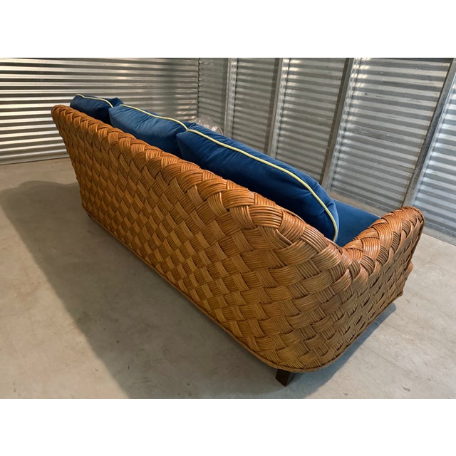 Walters Wicker 82" Portia Sofa Custom Loose Back and Loose Seat Cushions With Contrast Welt For Sale - Image 4 of 11