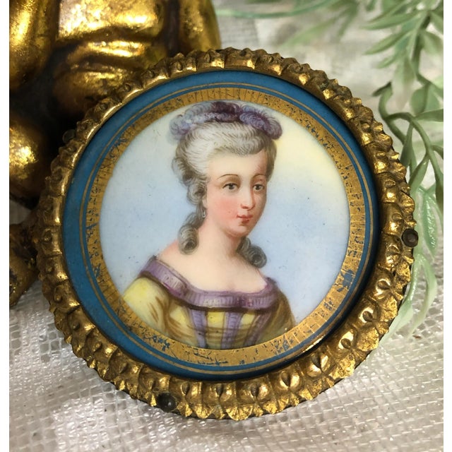 Antique 19th Century French Hand Painted Porcelain Portrait For Sale In Phoenix - Image 6 of 9
