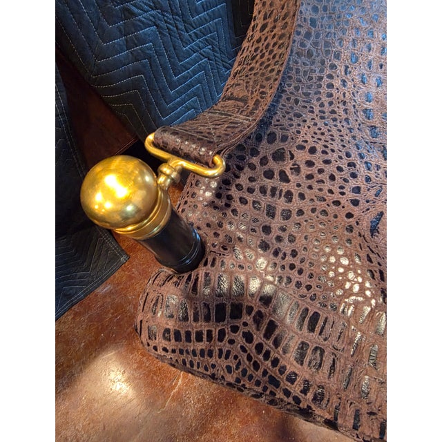 Pair of Maitland Smith Leather and Brass Directors Chairs For Sale In San Antonio - Image 6 of 7