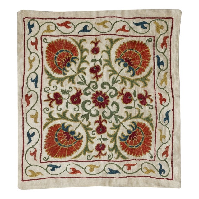 19"x20" Embroidered 100% Silk Cushion Cover. Home Decor. Handmade Pillowcase For Sale