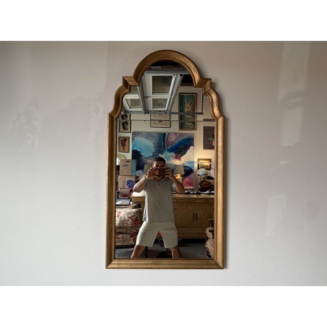 Vintage Baker Furniture Hollywood Regency Gold Giltwood Architectural Arch Wall Mirror For Sale - Image 4 of 13