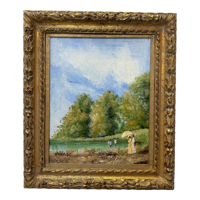 Vintage 1960 Impressionist Painting Signed Montrec For Sale
