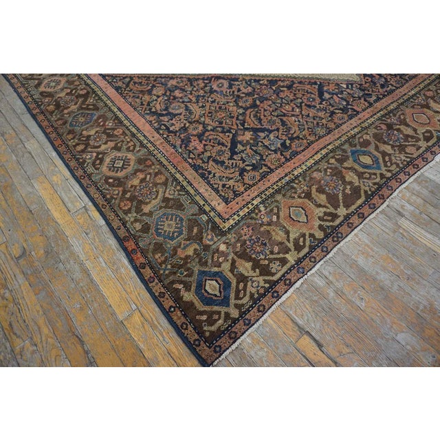 Early 20th Century 1900s Brown Medallion Antique Persian Malayer Carpet 9'3" X 12'6" Wool Knotted Rug For Sale - Image 5 of 6