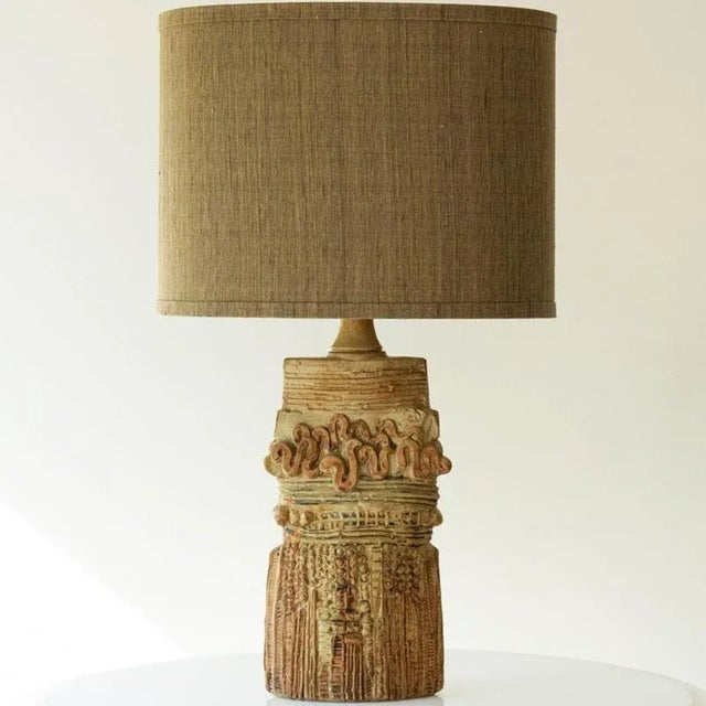 Ceramic Table Lamp attributed to B. Rooke with Lampshade attributed to R. Houben, 1970s For Sale - Image 4 of 10