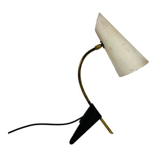 Brass and Metal Table Lamp by Louis Kalff, 1950s For Sale