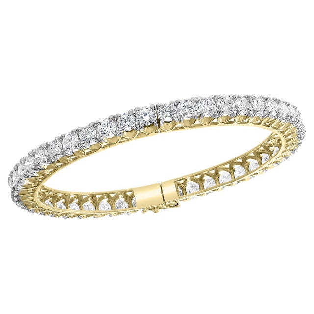 30 Pointer Each, 14 Ct Single Line Eternity 18 Kt Gold & Diamond Bangle, Single For Sale - Image 15 of 18