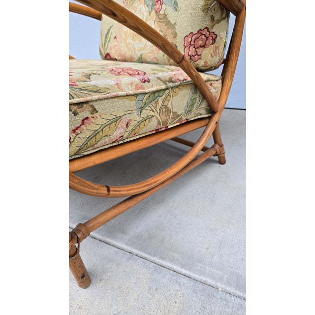 Vintage Heywood Wakefield Mid Century Modern BentWood Rattan Lounge Chair For Sale - Image 9 of 18