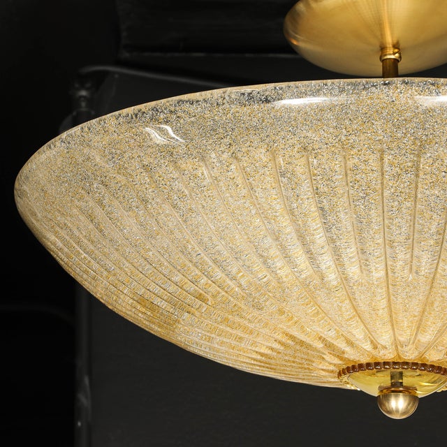 Mid-Century Barovier Y Toso Hand-Blown Murano Glass Chandelier W/ Gold Flecks For Sale - Image 15 of 18