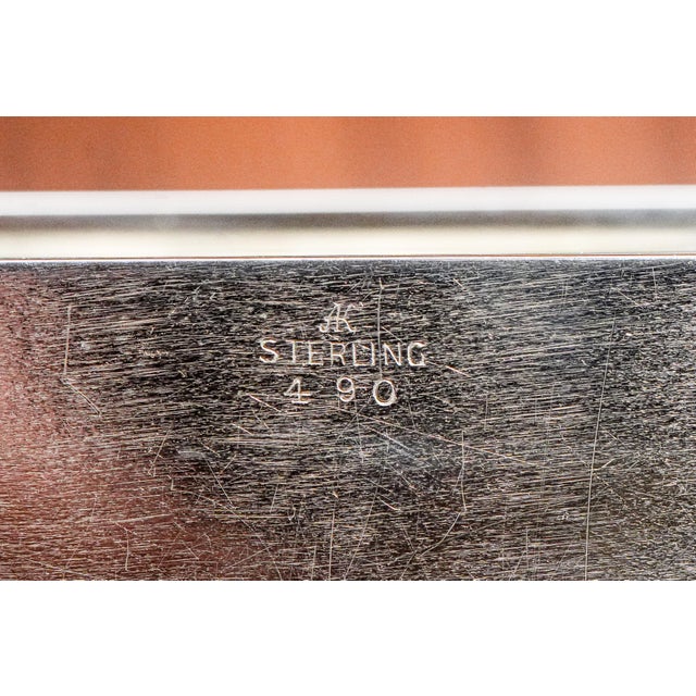 Gleaming Art Deco Engine Turned Striped Antique Sterling Silver Jewelry Trinket Desk Box For Sale - Image 15 of 15