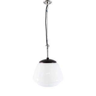 Vintage Mouth Blown Splayed Button Opaline Pendant Lamp, 1950s For Sale