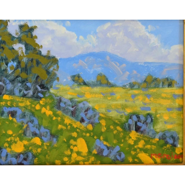 American Marc M. Graison California Landscape "Summer Fields" Painting Including the Antiqued Gold Wood Frame For Sale - Image 3 of 5