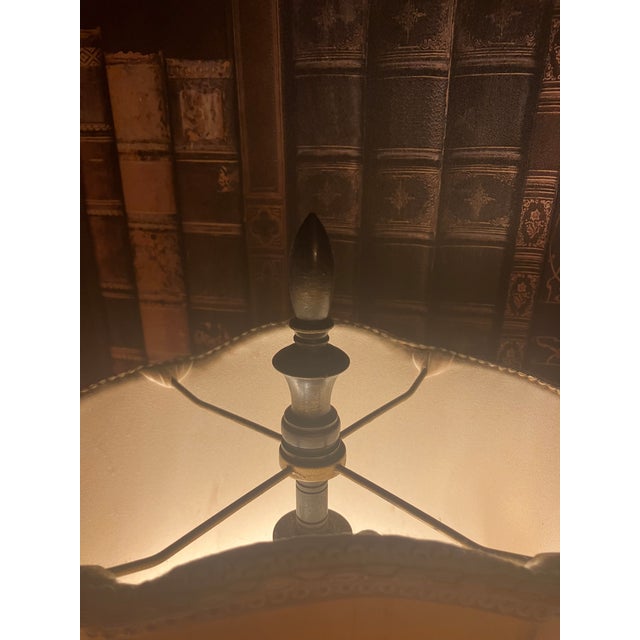Victorian Late 19th Century Victorian Painted Pink Glass Oil Converted Electric Lamp For Sale - Image 3 of 8