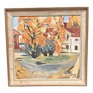 Sune, Autumn Landscape, 1962, Oil Painting on Panel, Framed For Sale
