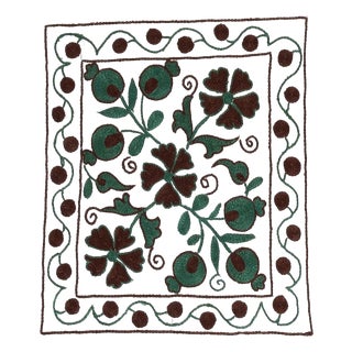 Uzbek Silk Embroidery Lace Pillow Cover, Handmade Suzani Textile Pillow. 17"x19" For Sale