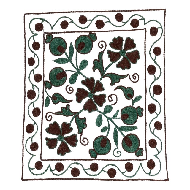 Uzbek Silk Embroidery Lace Pillow Cover, Handmade Suzani Textile Pillow. 17"x19" For Sale