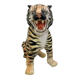 Vintage 1970's Large Scale Hand Painted Ceramic Tiger Figure